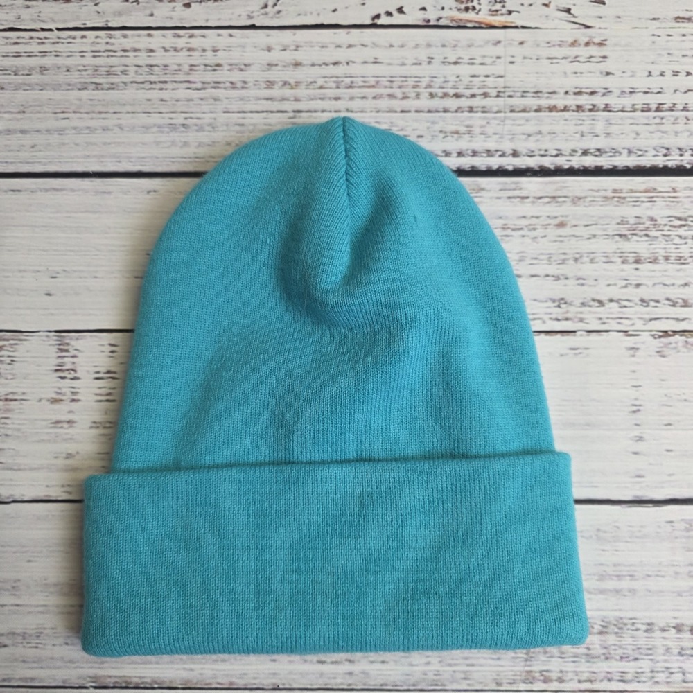 Killer Acid Worldwide Acrylic Beanie Hat Teal Embroidered Pink Yellow One Size - Picture 2 of 5